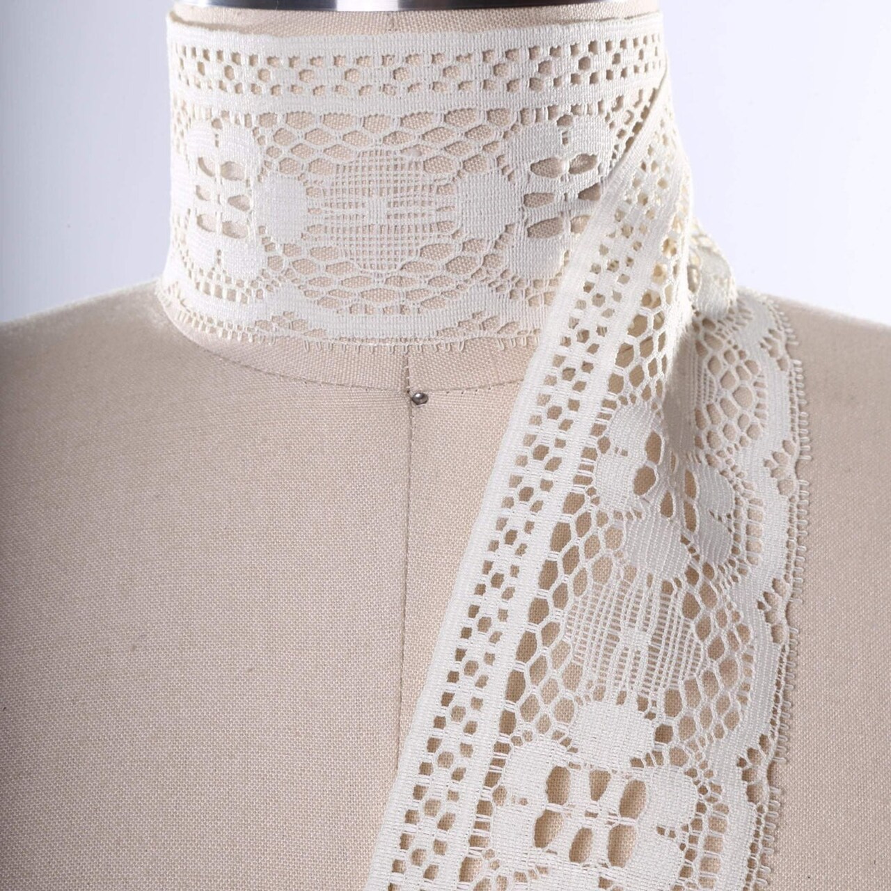 2 Yards Ivory Polyester Navajo Elements Lace Trim for Vintage Crafts and Decor